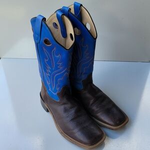 Men's Blue and Brown Western Boots